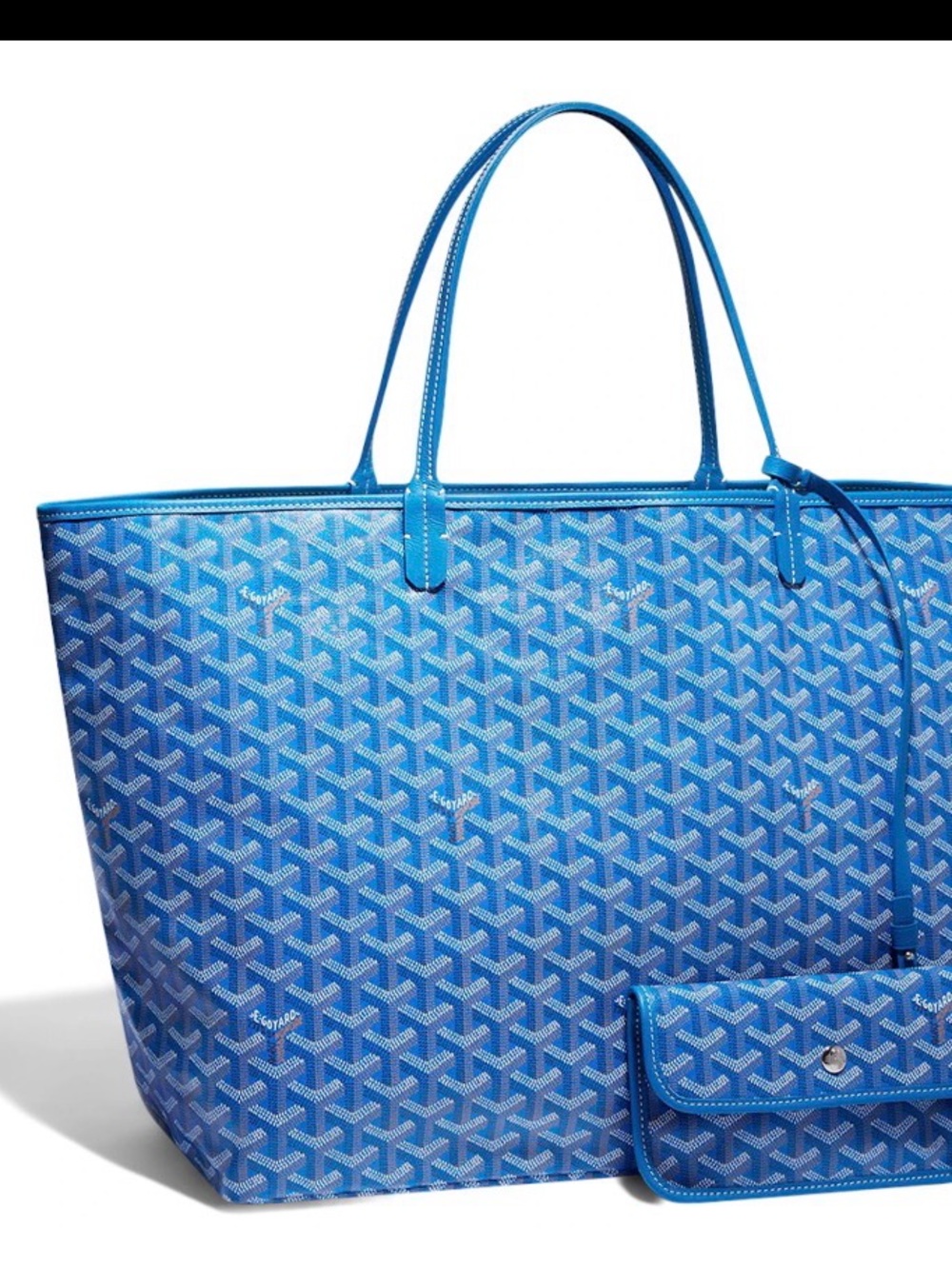 Goyard Electric Blue Goyardine Tote with Matching Pouch